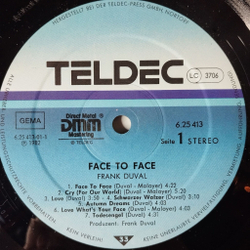 Винтажная виниловая пластинка LP Frank Duval Face To Face (Germany 1982)