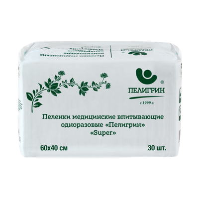 Пеленки впитывающие одноразовые для взрослых, серия Super, 60х40 см, 30 шт.