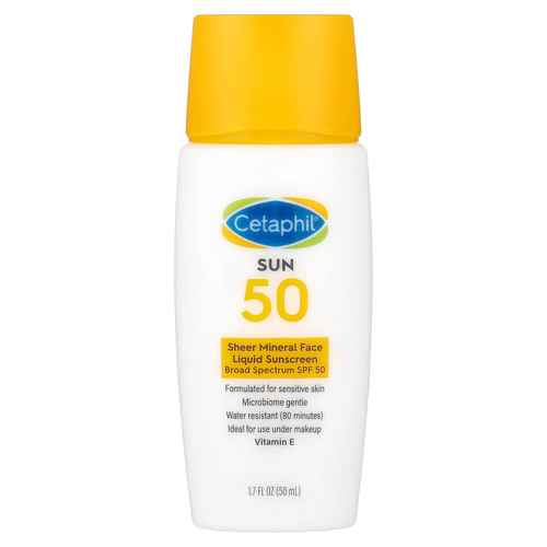 Cetaphil, Чистое минеральное жидкое солнцезащитное средство для лица, SPF 50, 50 мл (1,7 жидк. унц.)