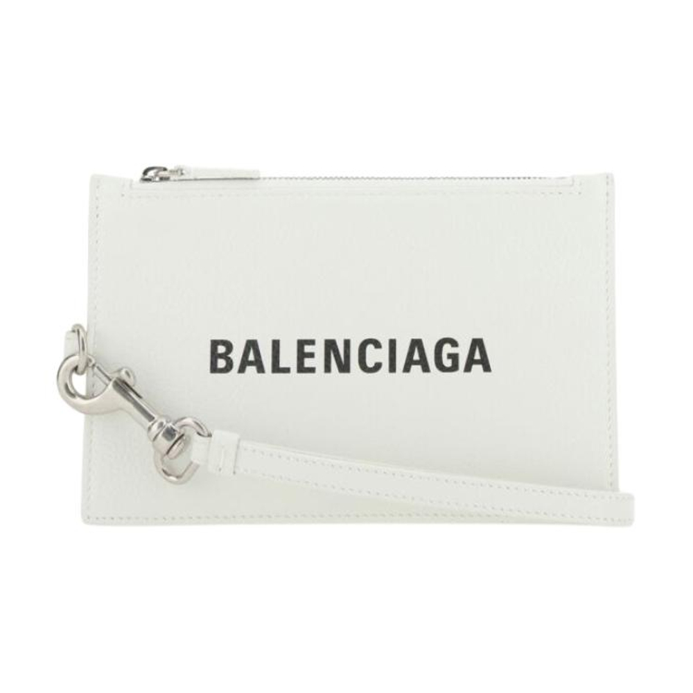 Balenciaga Cow Leather Clutch Card Holder Unisex White