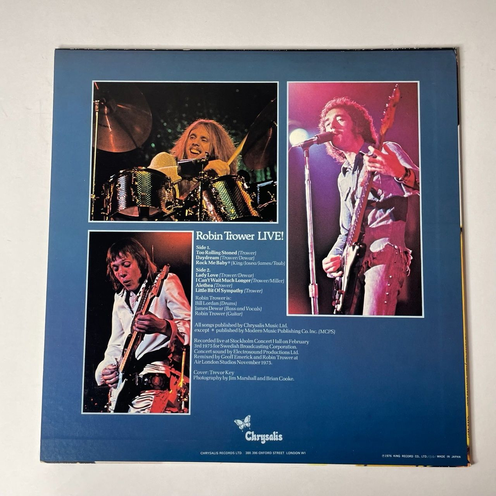 Винтажная виниловая пластинка LP Robin Trower Live (Japan 1976) (No Obi) Rock Me Baby