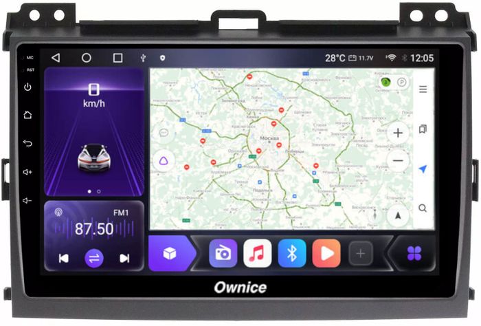 Магнитола для Toyota Land Cruiser Prado 120, Lexus GX470 (экран климата внизу) - Kuberg OL-9696 QLed, Android 12, Быстрая, CarPlay, 4G SIM-слот