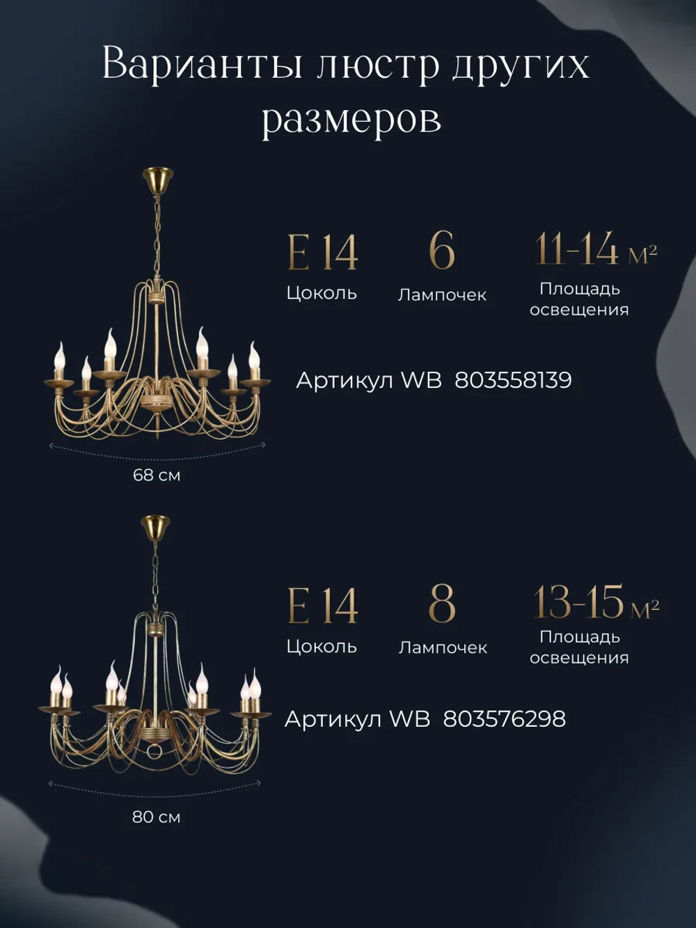 Люстра потолочная, классическая