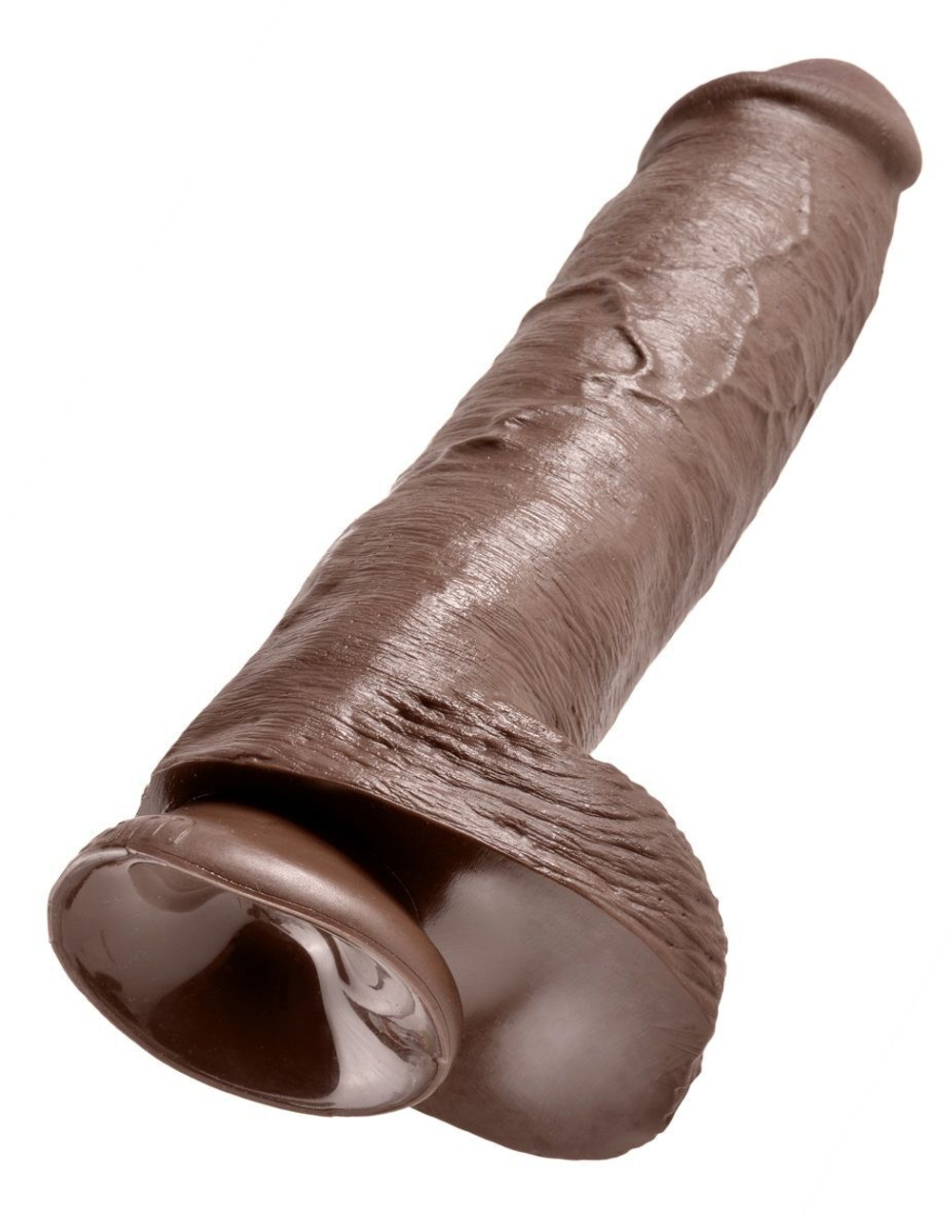 Коричневый фаллоимитатор-гигант на присоске 11 Cock with Balls - 28 см. (Цвет: коричневый)