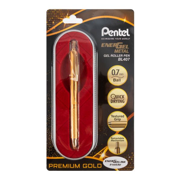 Ручка гелевая Energel Metal ⌀0.7 мм, TB цвет чернил: синий, Pentel BL407CX TB
