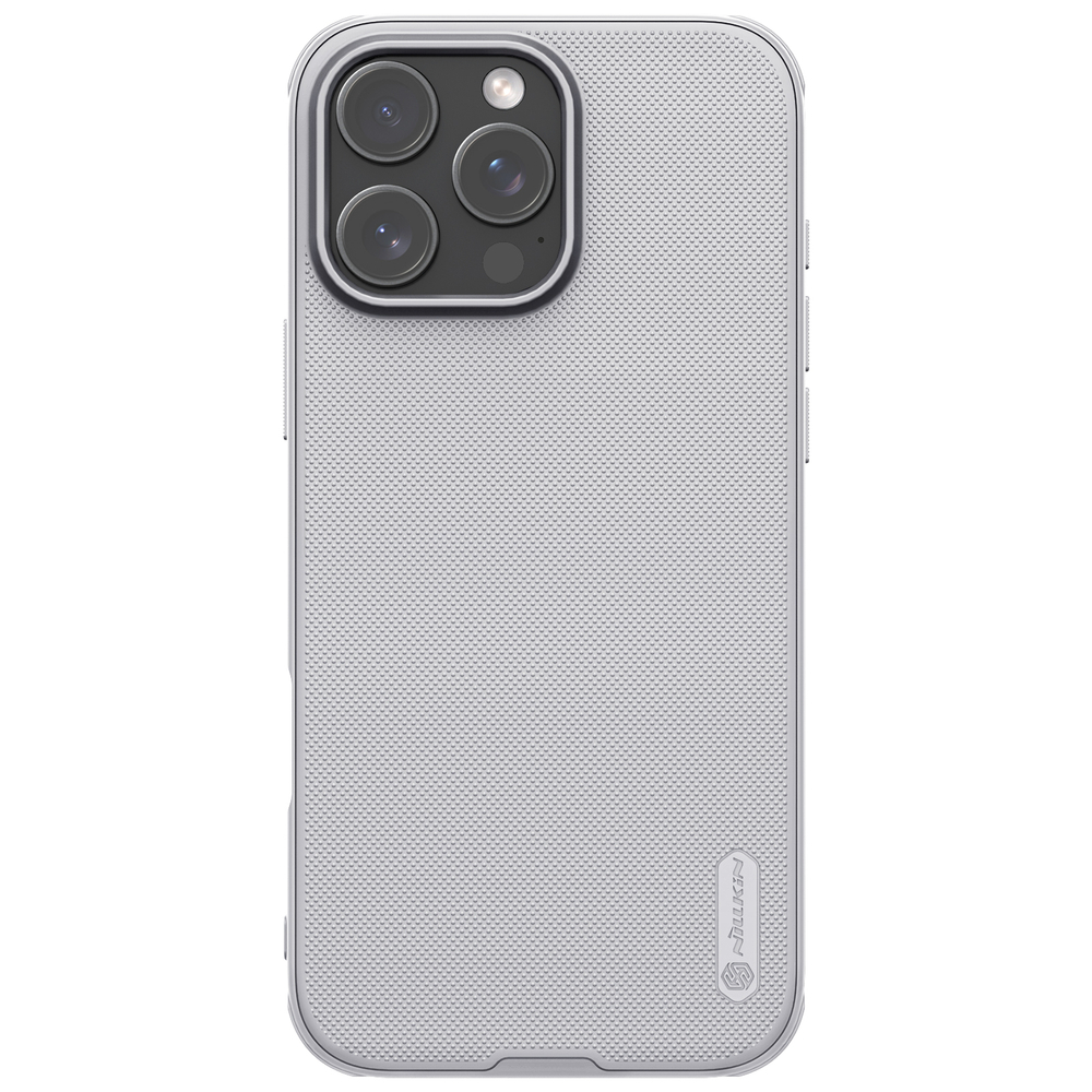 Усиленный двухкомпонентный чехол серого цвета (Titanium Gray) от Nillkin для iPhone 16 Pro Max, серия Super Frosted Shield Pro