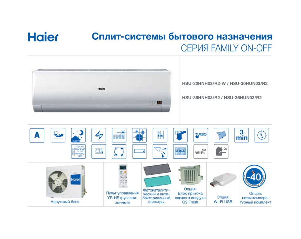 Кондиционер Haier FAMILY HSU-30HNH03/R2-W/HSU-30HUN03/R2