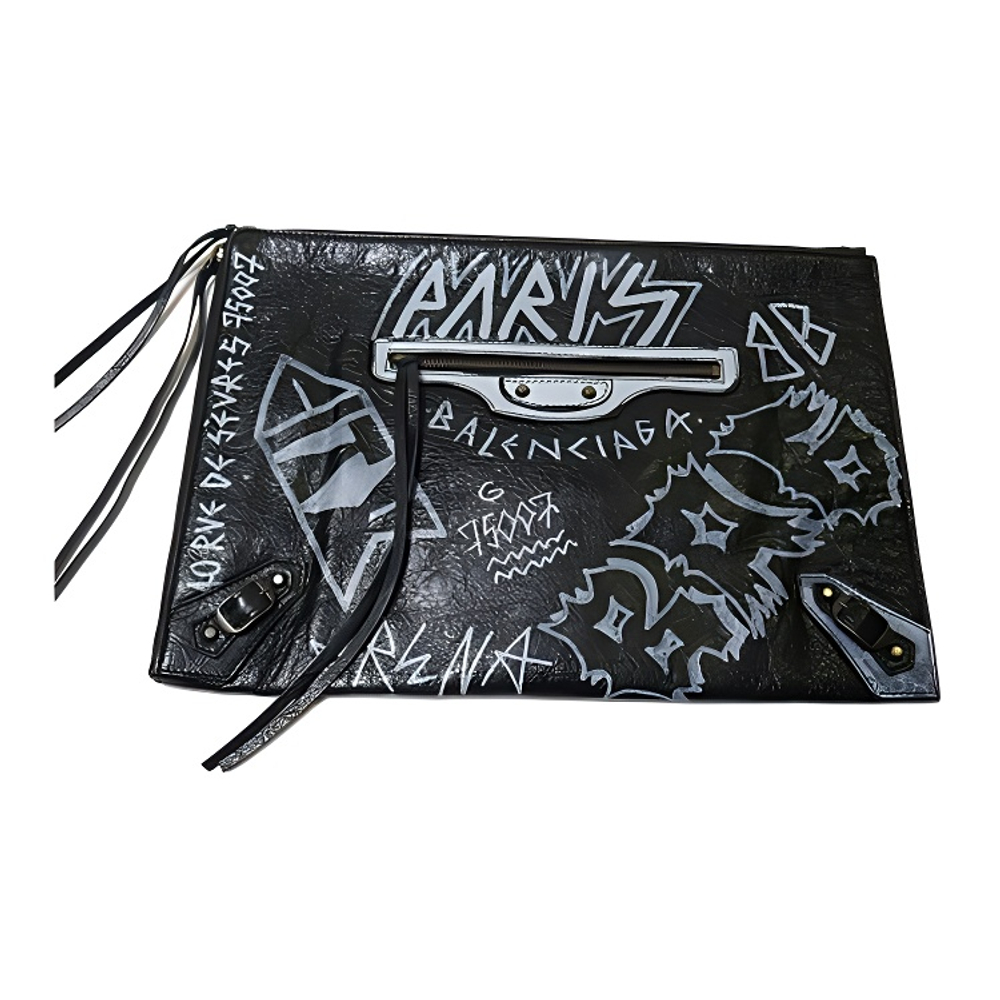 Balenciaga Leather Clutch Women"s Black