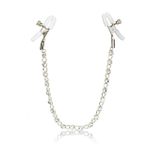 Регулируемые зажимы на соски с кристаллами Nipple Play Crystal Chain Nipple Clamps (Цвет: серебряный с белым)