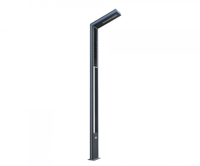 09201-F(220V/Solar),16(05) Светильник уличный Миле серый 220V w21*8 h300 Led Philips 30W (4000K) c пультом ДУ, Декоративная подсветка синяя. С двойным питанием: от солнца и от 220V. ТМ Kink Light