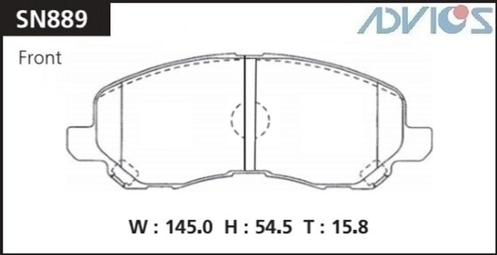 Дисковые тормозные колодки ADVICS передние SN889