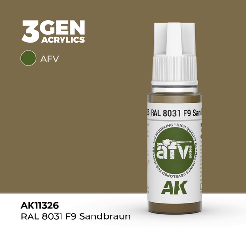 Акриловая краска AK Interactive RAL 8031 F9 Sandbraun 3GEN AFV, 18мл
