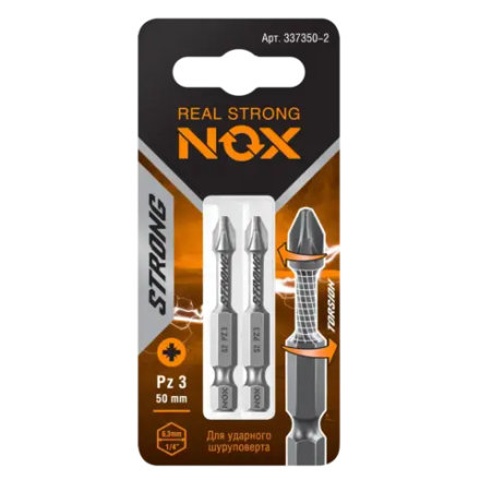 Бита torsion PZ 3х50мм карта 2шт NOX STRONG 337350-2