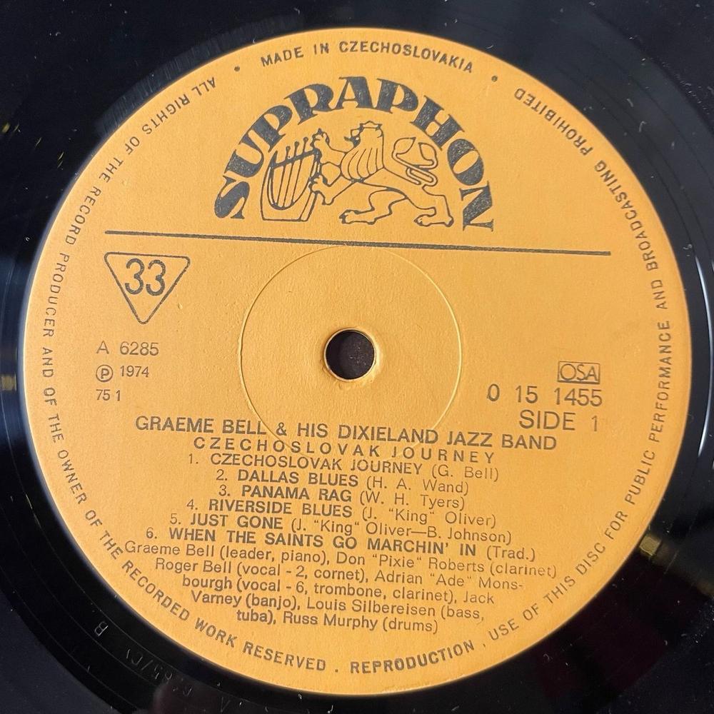 Винтажная виниловая пластинка LP Graeme Bell and His Dixieland Jazz Band Czechoslovak Journey (Чехословакия 1974)