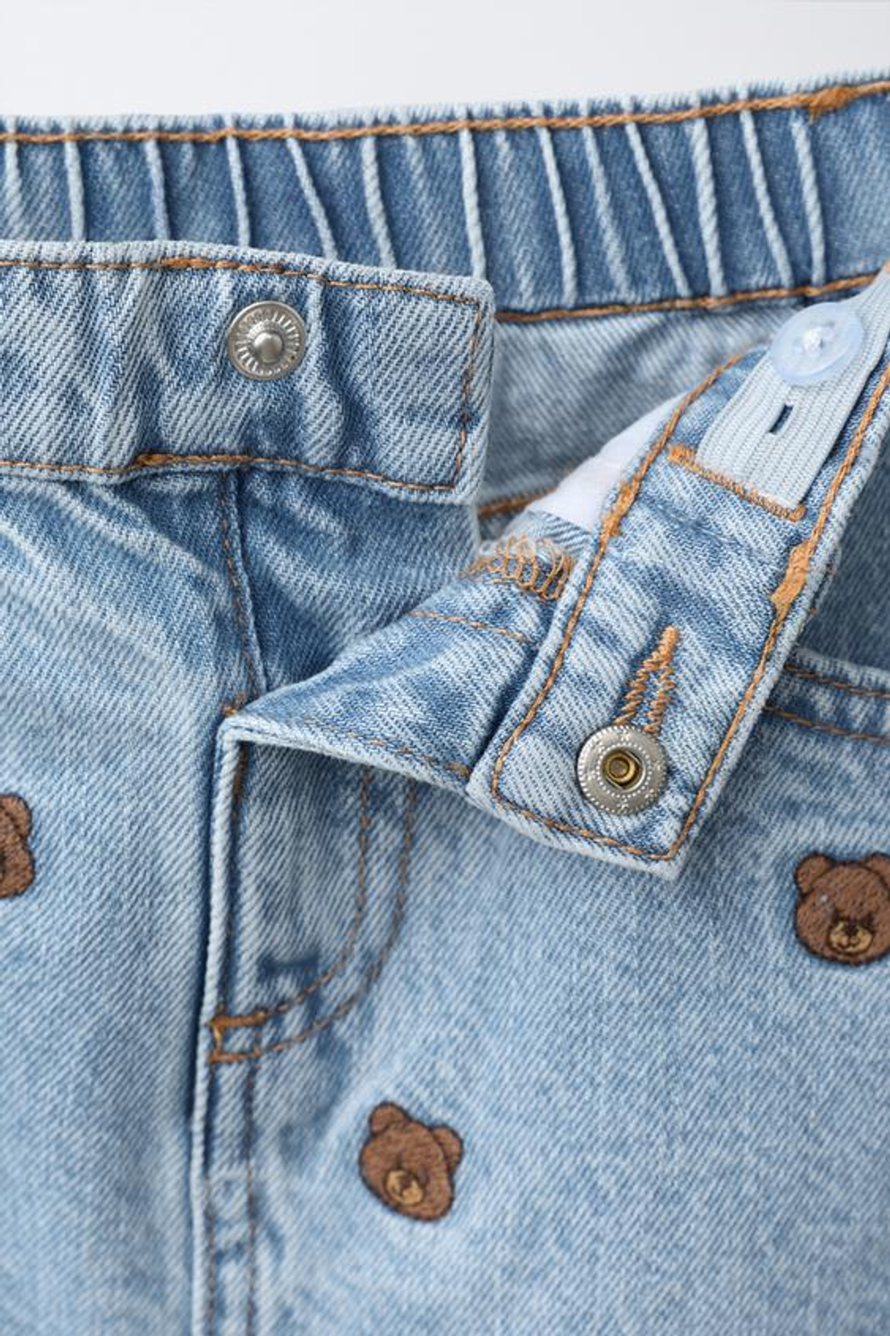 ZARA ДЖИНСОВАЯ ЮБКА С ПРИНТОМ МИШЕК, СИНИЙ