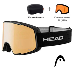 Маска горнолыжная/сноубордическая HEAD HORIZON 5K + SL black /gold + доп. линза (orange)