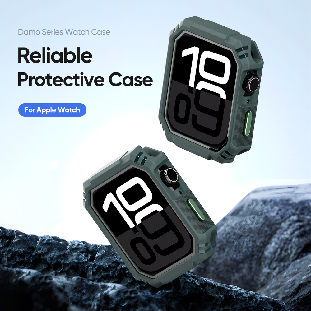 Чехол-бампер темно-зеленого цвета из Soft силикона от Dux Ducis для часов Apple Watch 42 мм на модели 10 серии, серия Damo Series Case