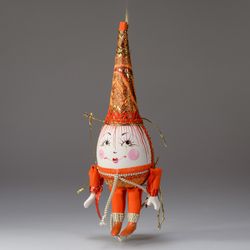 Ёлочная игрушка Клоун-яйцо в парчовом колпаке