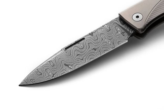 Складной нож Lion Steel "Thrill" L/TL D GY c клинком из стали Stainless Damascus (Chad Nichols, USA) рукоять титан