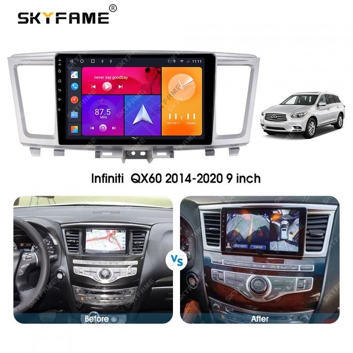 Магнитола для Infiniti QX60, JX35 (пластиковый верх) - Kuberg EW-9201-1 QLed, Android 12, Быстрая, CarPlay, 4G SIM-слот