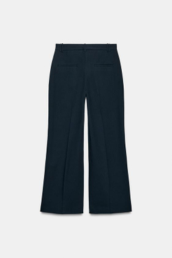 ZARA БРЮКИ С ЗАУТЮЖЕННЫМИ СТРЕЛКАМИ — ZW COLLECTION, МОРСКОЙ ТЕМНО-СИНИЙ
