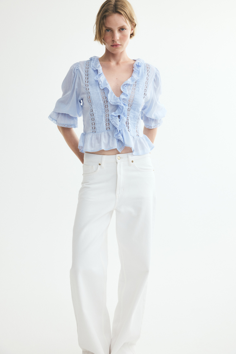 Блузка с кружевной лентой - H&M