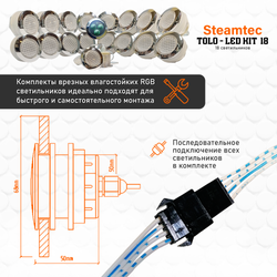 Комплект освещения(хромотерапия) Steamtec TOLO-LED01-kit6, 18 ламп