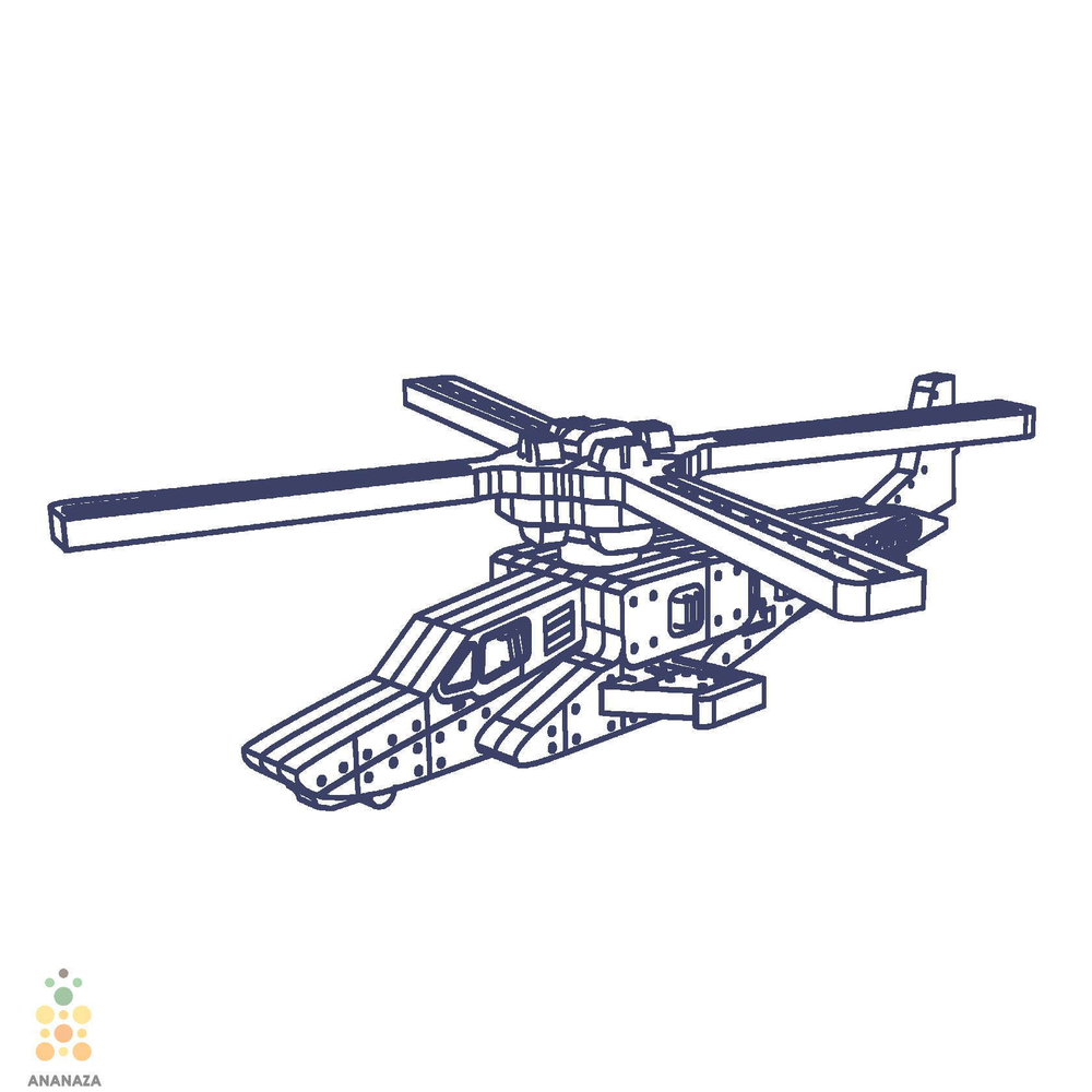 Вертолет Unit Heli от UNIWOOD - Деревянный конструктор, сборная модель, 3D пазл