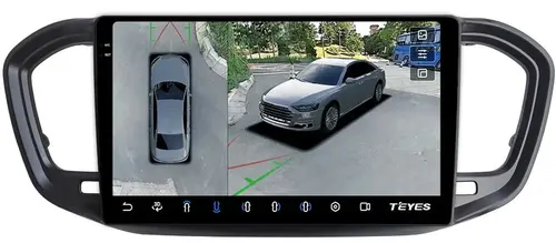 Магнитола для Lada Vesta NG 2023+ (ШГУ, рамка черная матовая 9) - Teyes CC3-2K-360 на Android 10, Быстрая, 2K QLED, CarPlay, 4G SIM-слот, 4 камеры в комплекте