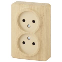 Розетка ЭРА Эксперт 11-2202-11 двойная 2х2P 16A-250В IP20 ОУ сосна | Эра Эксперт