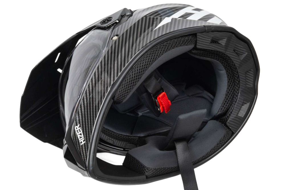 Шлем мото мотард HIZER J6808 №4 (XXL) carbon (2 визора)