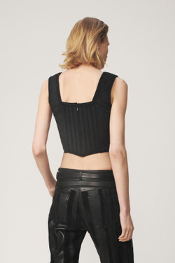 ZARA ЖАККАРДОВЫЙ КОРСЕТ С БУСИНАМИ — THE ITEM, ЧЕРНЫЙ