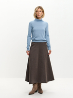 Юбка А-силуэта из мериноса, темный табак