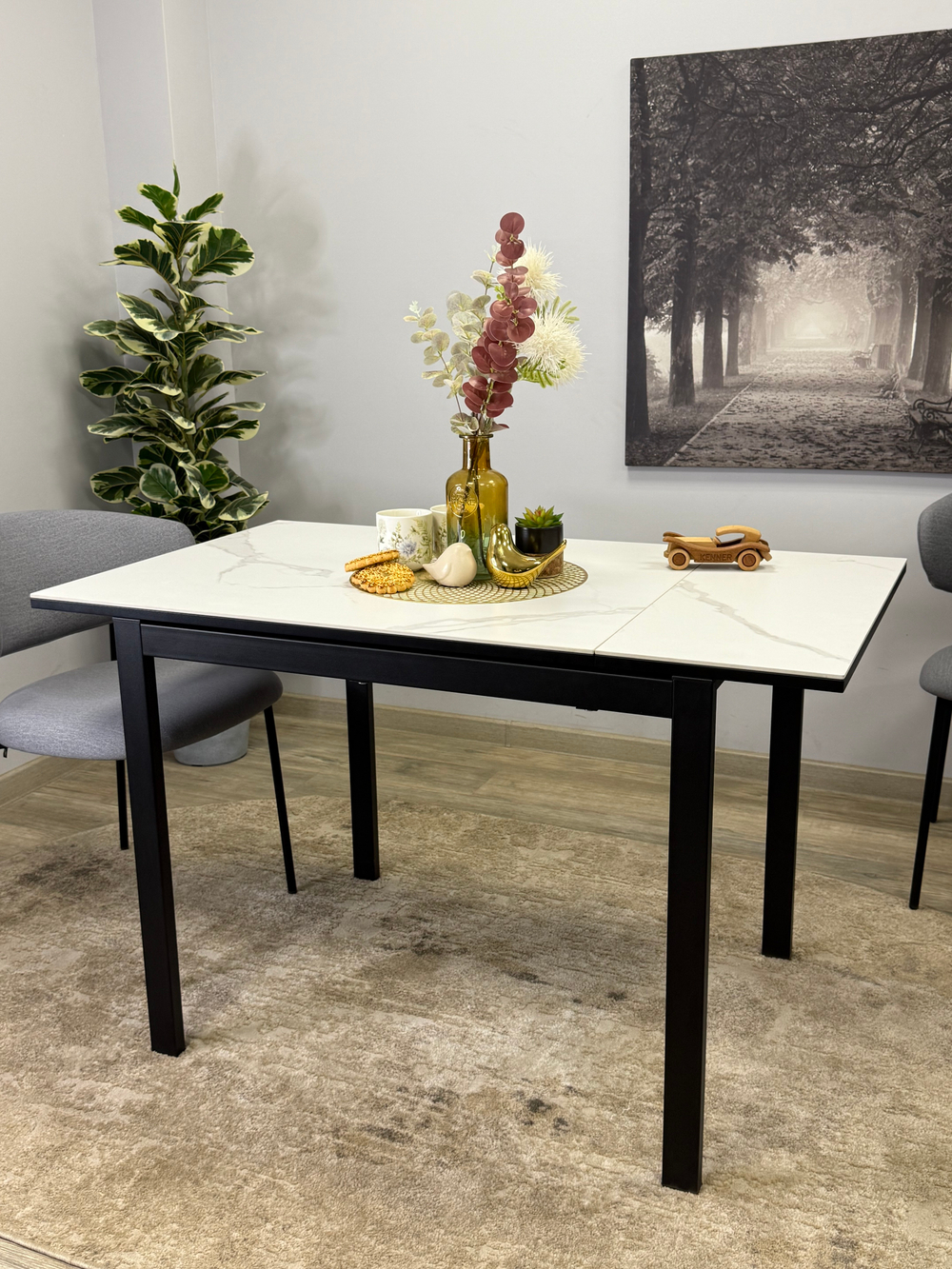 Стол KENNER LK900 черный/керамика GLORIA WHITE