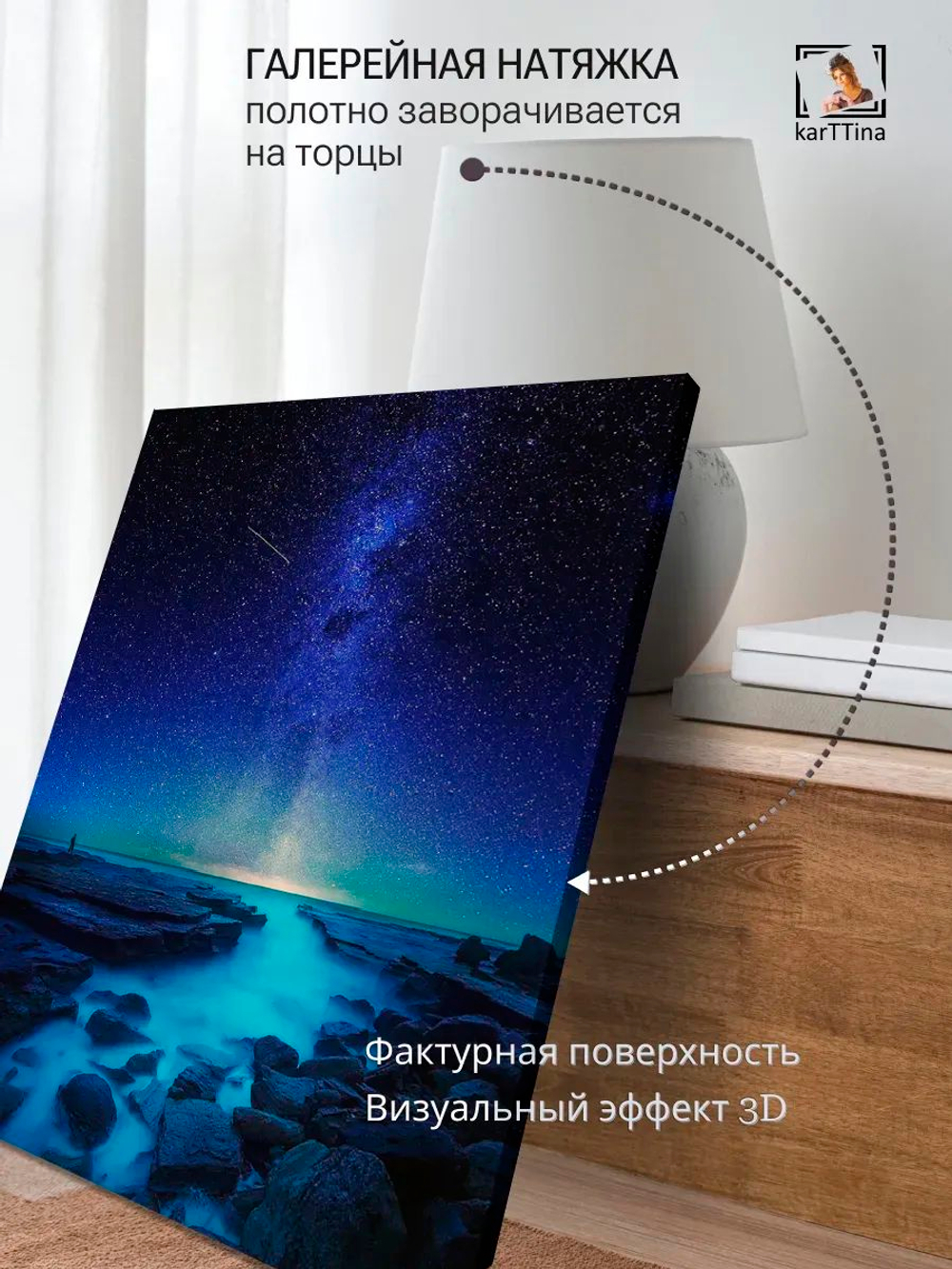 Картина "Звездная ночь", интерьерная 30х40см 1шт.