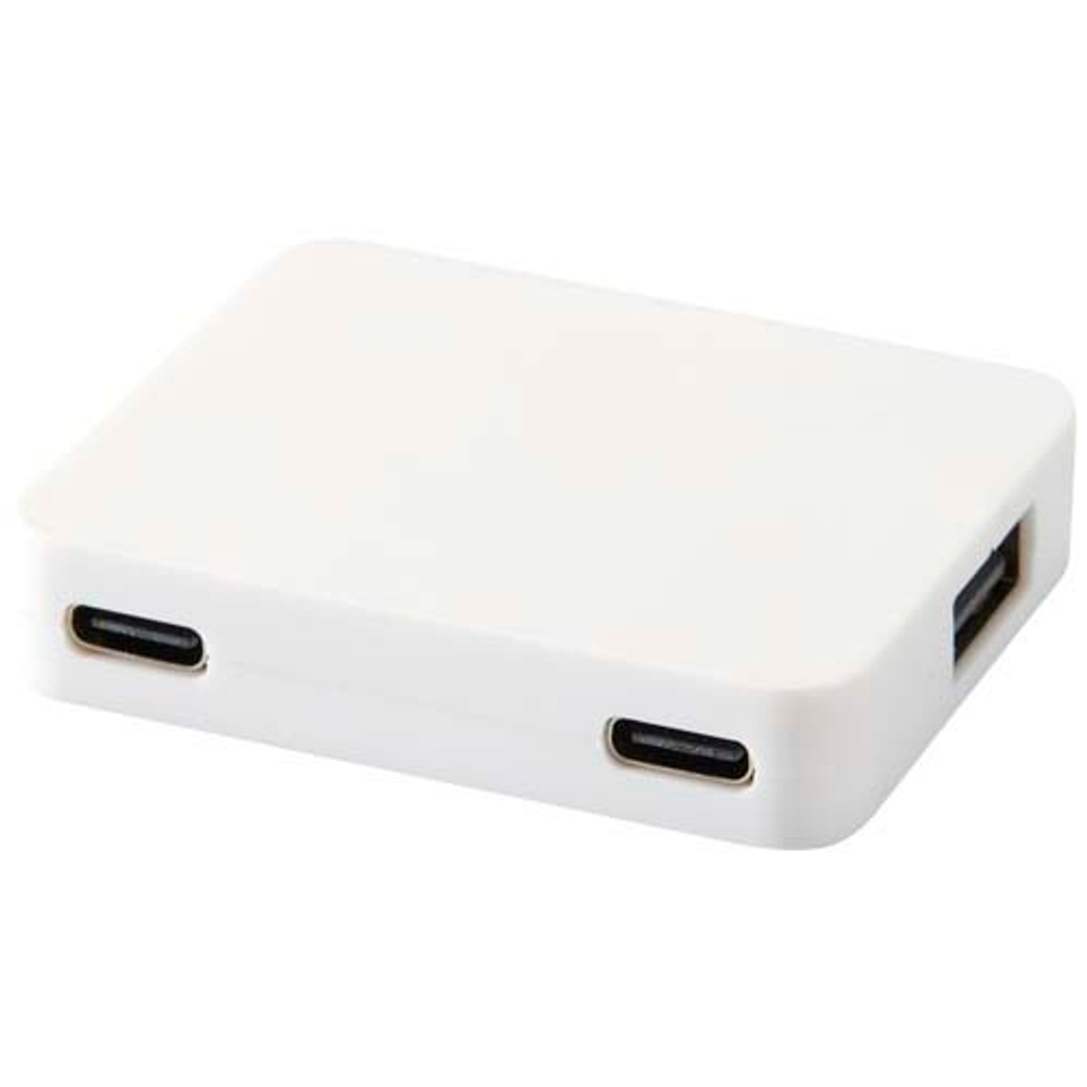 Gaia 4-портовый USB-концентратор с выходом USB-A и Type-C и двойным входом — изготовлен из переработанного пластика