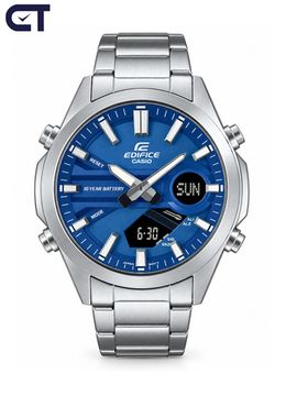 CASIO EFV-C120D-2ADF EDIFICE мужские наручные часы — стальной хронограф с синим циферблатом