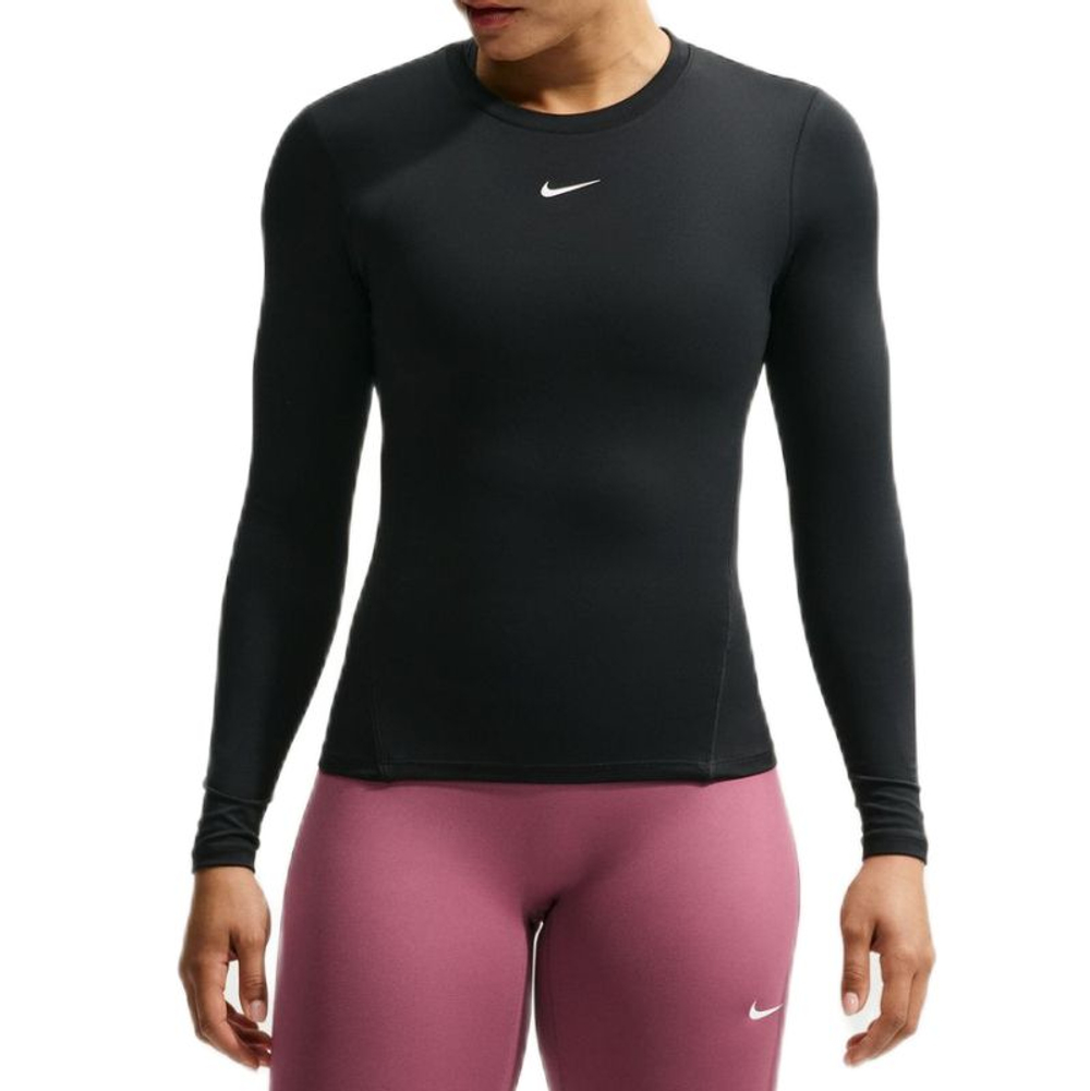 Теннисная футболка Nike One Dri-Fit Fitted Long Sleeve Top — black/white # XXS