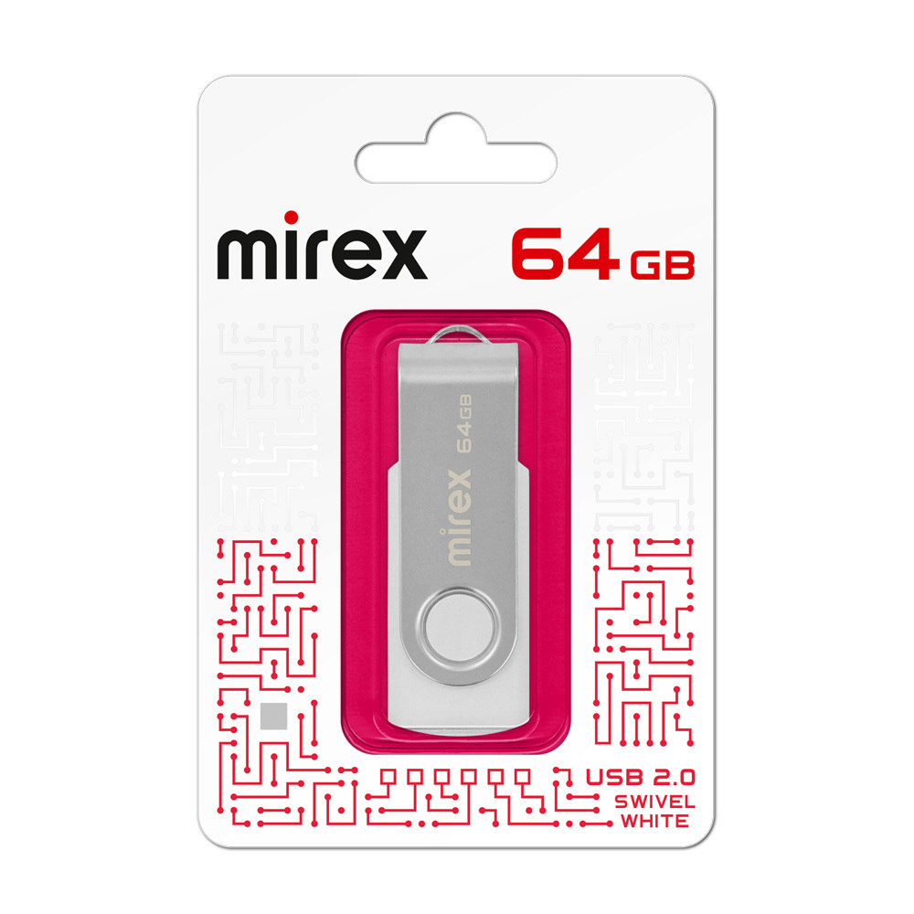 Флешка 64-GB MIREX MIREX SWIVEL белый USB-2.0