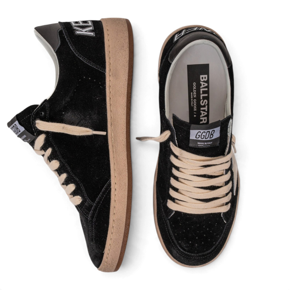 Men's Golden Goose Ball Star in black suede with white leather star