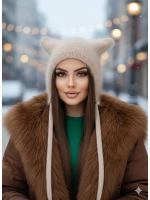 Шапка с ушками зимняя ангора вязаная