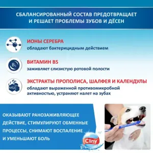 Зубной гель Cliny для кошек и собак, 75 мл