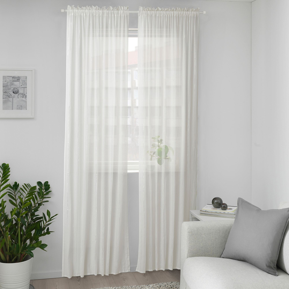 Комплект штор IKEA MUNKBOMAL (МУНКБОМАЛ), Белый, 145x250 см, 2 шт