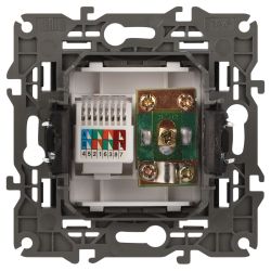 Розетка ЭРА Elegance 14-3110-05 RJ45+TV IP20 антрацит | Эра Elegance