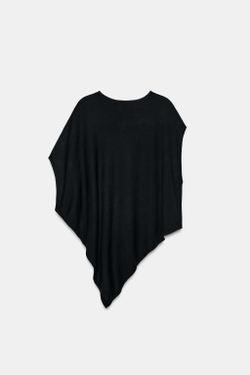 ZARA ТРИКОТАЖНЫЙ ТОП АСИММЕТРИЧНОГО КРОЯ, ЧЕРНЫЙ