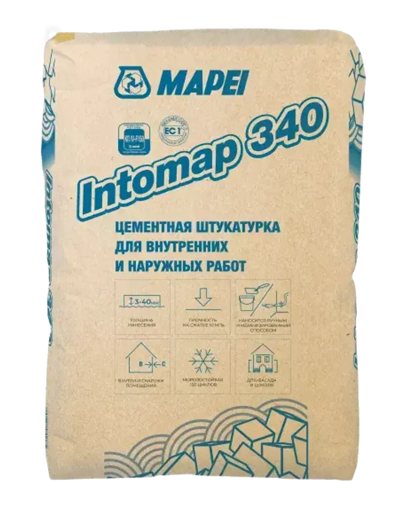 Штукатурка цементная Mapei Intomap 340 25 кг.