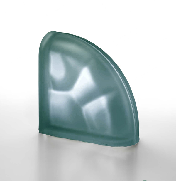 Стеклоблок завершающий серый матовый Vetroarredo Nordica TER Curvo SAT 19x19x8