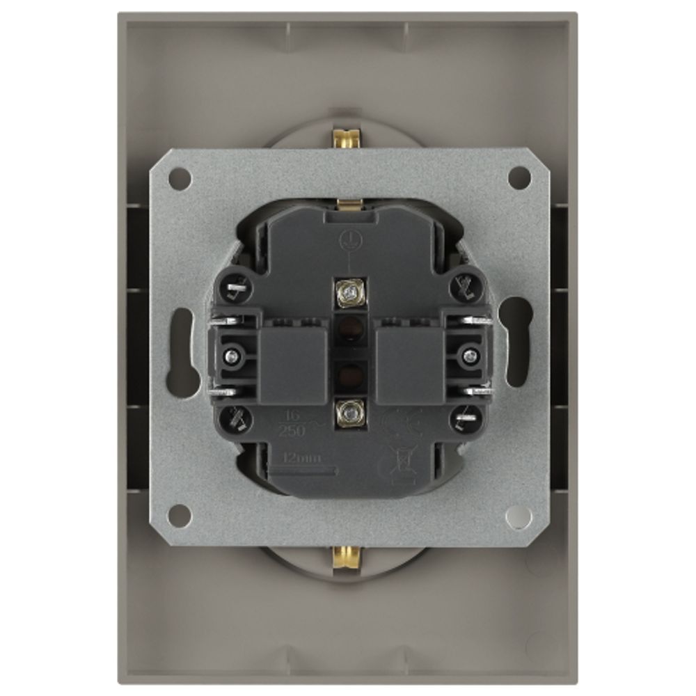 Розетка ЭРА Arktik 16-2105-07 двойная с заземлением 2X2P+E Schuko со шторками 16А-250В титан | Эра Arktik
