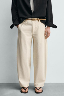 ZARA БРЮКИ BALLOON FIT, ЭКРЮ