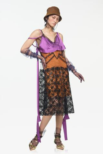 ZARA X JOHN GALLIANO ПЛАТЬЕ-КОМБИНАЦИЯ ИЗ 100% ШЕЛКА LIMITED EDITION, ОРАНЖЕВЫЙ
